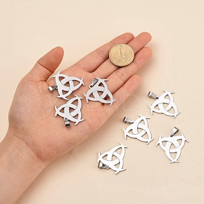 Tarnish Resistant Boy Jewelry Original Color 201 Stainless Steel Triangle Knot Pendants STAS-I032-228-1