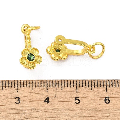 Rack Plating Brass Pave Cubic Zirconia Flower Shape Ice Pick Pinch Bails KK-D100-04G-01-1
