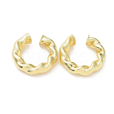 Rack Plating Brass Twist Rope Cuff Earrings for Women EJEW-G352-03G-1