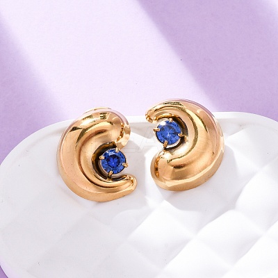 304 Stainless Steel Micro Pave Cubic Zirconia Stud Earrings LS-EJEW-B138-01G-1