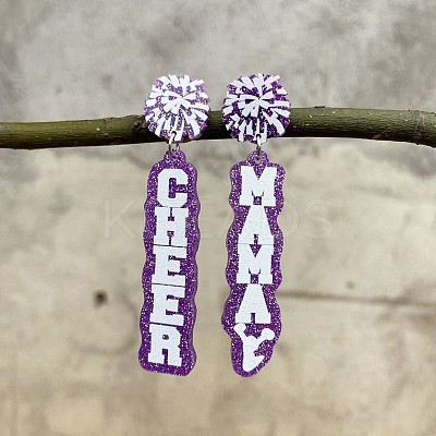 Mother's Day Printed Acrylic Dangle Stud Earrings WG5B122-02-1