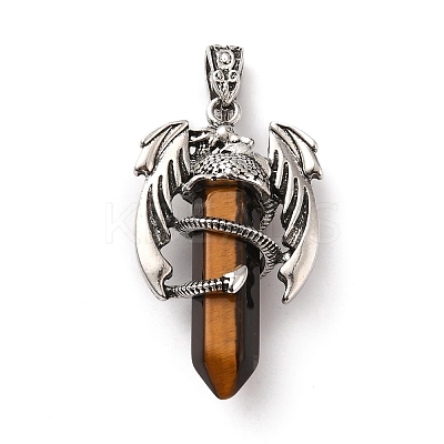 Natural Tiger Eye Pointed Pendants G-B042-04P-51-1