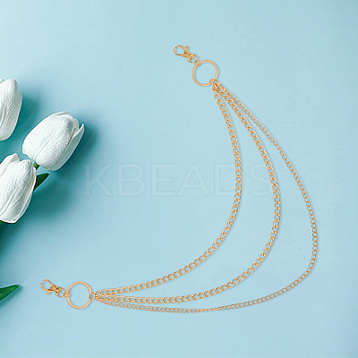 1Pc Alloy Twisted Chain 3 Layered Chain Belts for Women Men AJEW-CY0002-25G-1