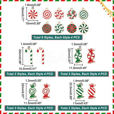 68Pcs 17 Style Christmas Themed Alloy Enamel Pendants FIND-PH0010-59-1