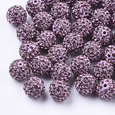 Handmade Polymer Clay Rhinestone Beads RB-S250-12mm-A27-1