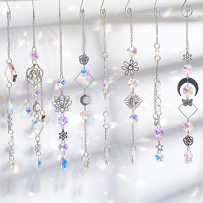 DIY Stainless Steel Glass Sun Moon Hanging Suncatcher Making Kits DIY-SC0031-25-1