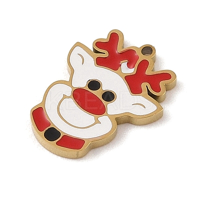Christmas Theme Ion Plating(IP) 304 Stainless Steel Enamel Pendants STAS-Z083-09G-04-1