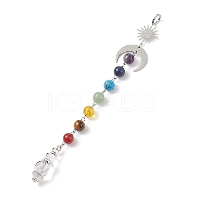 7 Chakra Gemstone Beaded Pendant Decorations HJEW-JM00797-02-1