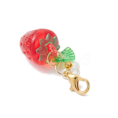 2Pcs Transparent Acrylic Strawberry Pendant Decorations HJEW-JM04318-1