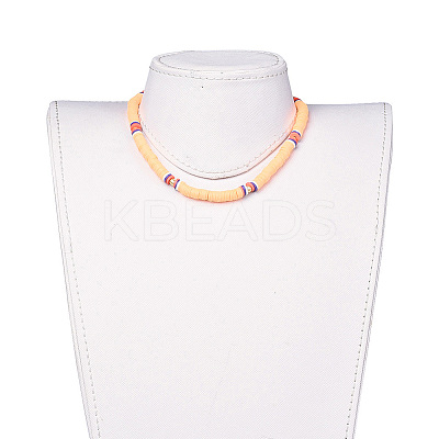 Handmade Polymer Clay Heishi Beads Choker Necklaces NJEW-JN02446-02-1