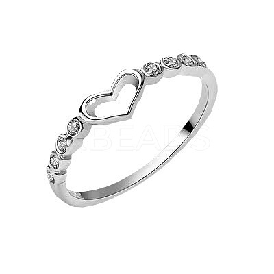 Hollow Out Heart Zinc Alloy with Crystal Rhinestone Finger Rings FS-WGFA1C6-01-1