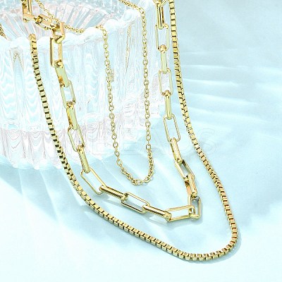304 Stainless Steel 3 Layer Necklaces for Women NJEW-C084-03G-1