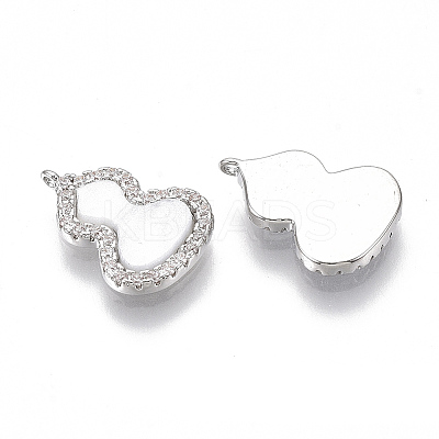 Brass Micro Pave Clear Cubic Zirconia Charms KK-S355-007P-NF-1