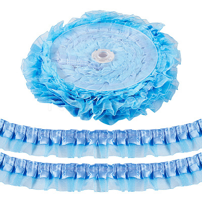 1Pc 2-Layer Pleated Satin Organza Ribbons ORIB-TA0001-06D-1