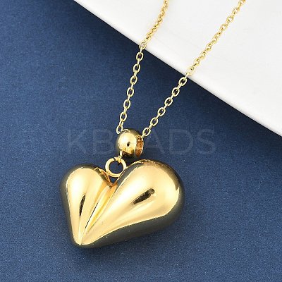 201 Stainless Steel Love Heart Pendant Necklaces for Women NJEW-Z069-01G-01-1