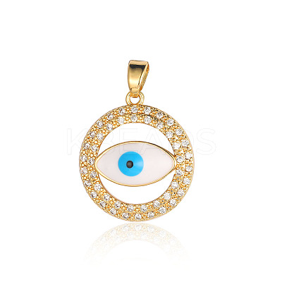 Brass Micro Pave Cubic Zirconia Pendants ZIRC-OY001-35-G-1