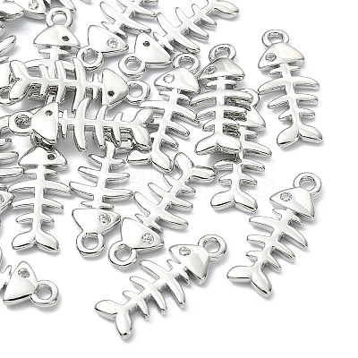 SHEGRACE Brass Micro Pave Cubic Zirconia Fishbone Charms XGR0163P-109P-1
