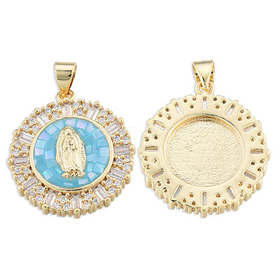 Brass Micro Pave Clear Cubic Zirconia Pendants KK-N227-100B-1