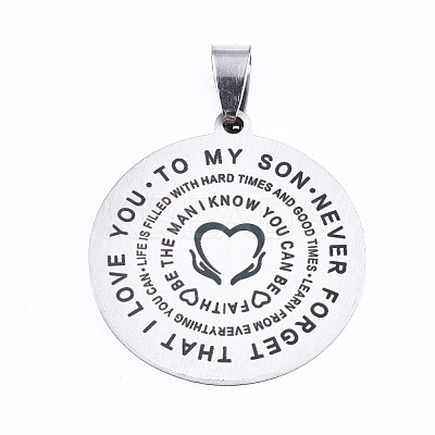 Non-Tarnish 201 Stainless Steel Quote Pendants STAS-T044-221P-1