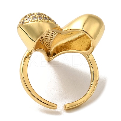 Brass Micro Pave Cubic Zirconia Cuff Rings for Women RJEW-G325-12G-1