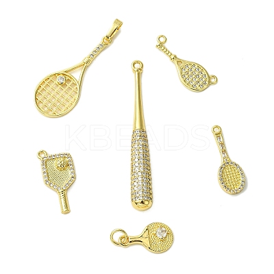 6Pcs 6 Styles Brass Micro Pave Cubic Zirconia Pendants KK-CJ0003-30-1