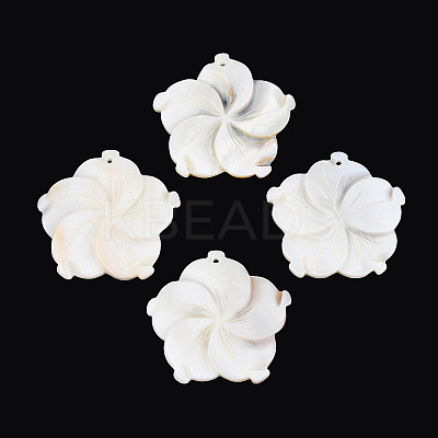 Natural Freshwater Shell Carved Pendants SHEL-N038-15-1