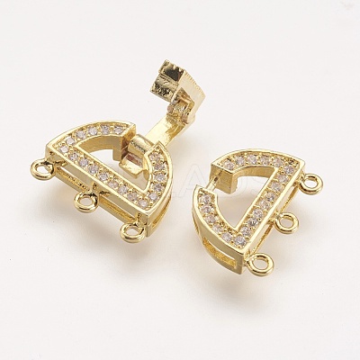 Brass Micro Pave Cubic Zirconia Fold Over Clasps X-ZIRC-F047-05G-1