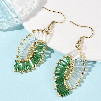 Glass Braided Beads Dangle Earrings EJEW-MZ00746-02-1