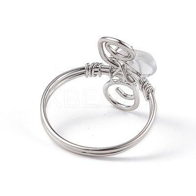 Natural Quartz Crystal Chips with Vortex Finger Ring RJEW-L082-02P-02-1