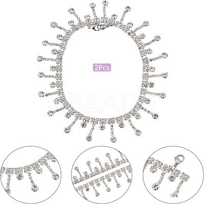 2pcs Crystal Glass Rhinestone Shoes Chain FIND-NB0002-33-1