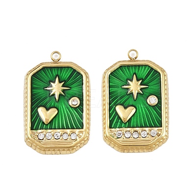 304 Stainless Steel Rhinestone Pendants STAS-P415-16G-1
