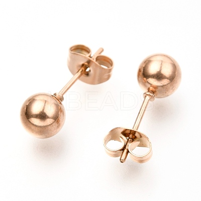 304 Stainless Steel Ball Stud Earrings EJEW-C501-10D-1