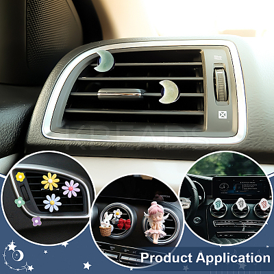 5Pcs Moon Natural Amethyst & Amazonite & Rose Quartz & Green Aventurine & Opalite Car Air Vent Clips HJEW-BC00069-1