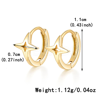 925 Sterling Silver Star Hoop Earrings KL4748-1-1