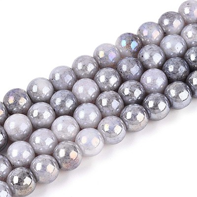 Electroplate Opaque Glass Beads Strands EGLA-T026-8mm-05A-1