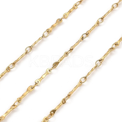 Ion Plating(IP) Handmade 304 Stainless Steel Bar Link Chains CHS-G025-08G-1