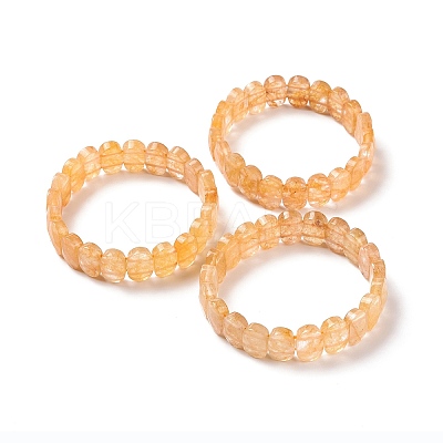 Natural Citrine Oval Beaded Stretch Bracelet G-E010-01L-1
