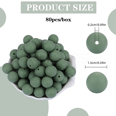 80Pcs Round Silicone Focal Beads SIL-SZ0001-24-36-1