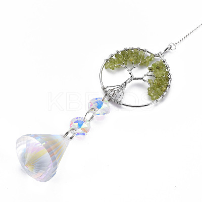 Natural Olive Quartz Big Pendants G-N333-009A-1