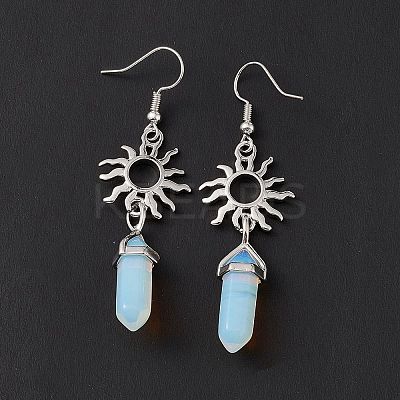 Opalite Bullet with Sun Dangle Earrings EJEW-I276-01P-17-1