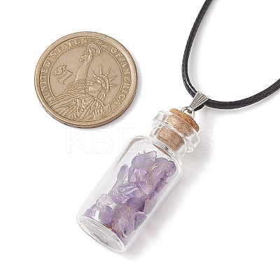 Glass Wish Bottle Pendant Necklace NJEW-JN04609-03-1