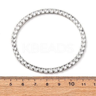 304 Stainless Steel with Clear Cubic Zirconia Link Chain Bracelets for Women BJEW-G754-02P-1