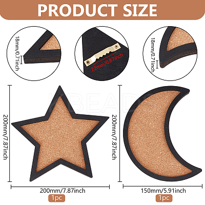 Moon Star Wall Mounted Brooch Jewelry Display Cork Tray AJEW-WH0060-20-1