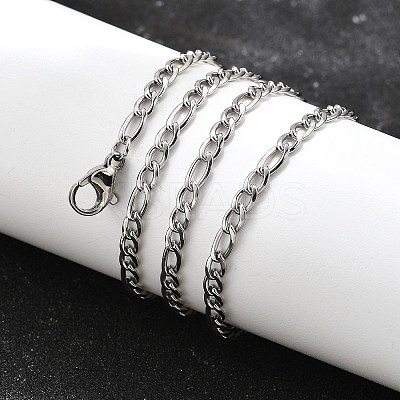 Tarnish Resistant 304 Stainless Steel Figaro Chain Necklace Making STAS-K168-03P-1