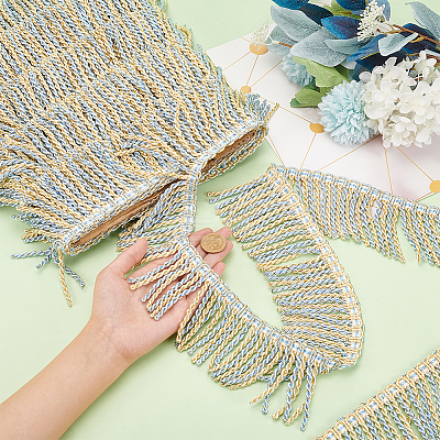 Two Tone Polyester Twisted Rope Tassel Fringe Trimming DIY-WH0304-703E-1