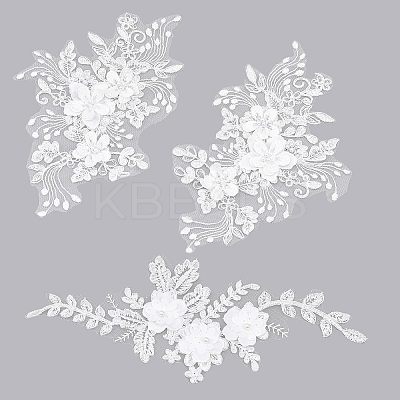 2 Pairs 2 Style 3D Flower Polyester Embroidery Sew on Flower Appliques PATC-CA0001-09-1