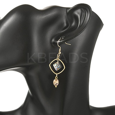 Natural Paua Shell & Stainless Steel Dangle Earrings for Women EJEW-JE07076-02-1