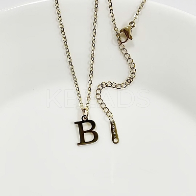 304 Stainless Steel Letter Pendant Necklaces NJEW-WH0027-26B-G-1