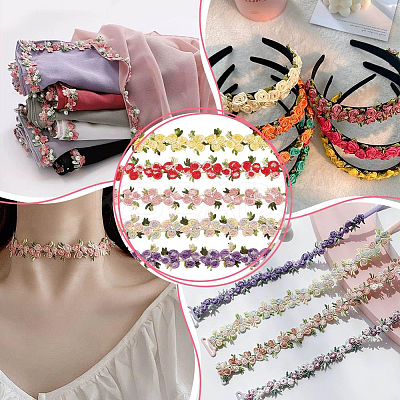 15 Yards 5 Colors Polyester Flower Lace Trim OCOR-PH0002-80-1