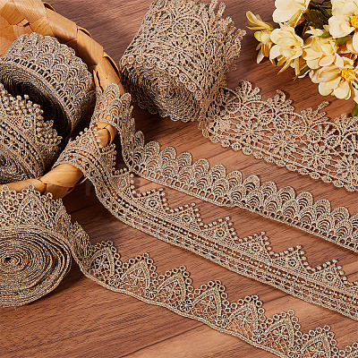 5 Yards Polyester Embroidery Lace Trim Ribbon OCOR-CY0001-23D-1